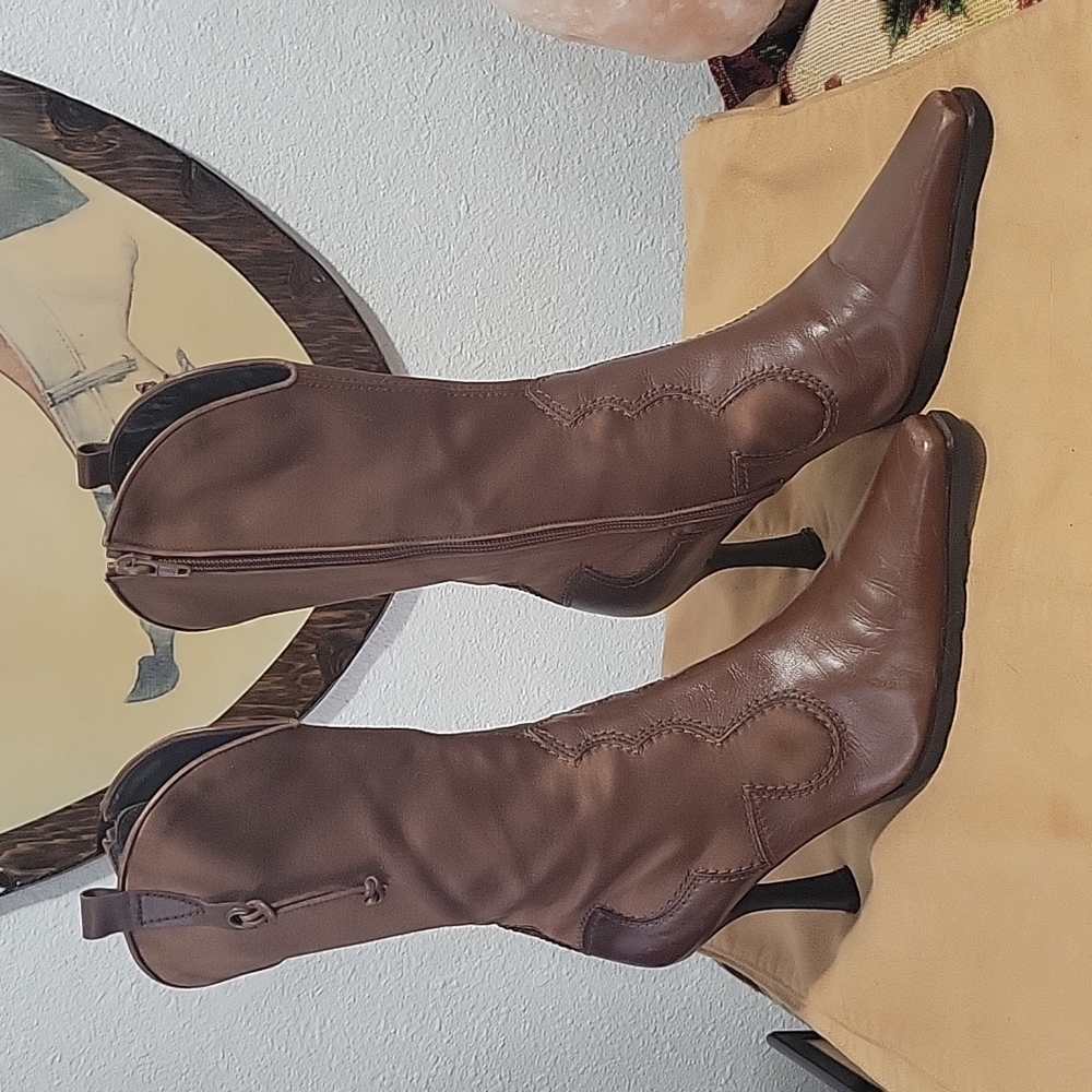 STUART WEISSMAN Leather/Satin Booties Size 7